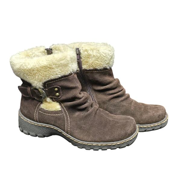 BareTraps Leather Faux Fur Suede Mid Calf Breesen Winter Boots Side Zip Shoes - Picture 10 of 10